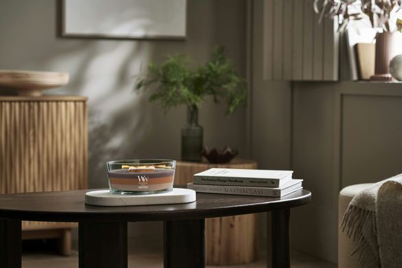 Ароматична свічка з тришаровим ароматом Woodwick Ellipse Trilogy Radiant Cashmere 453 г