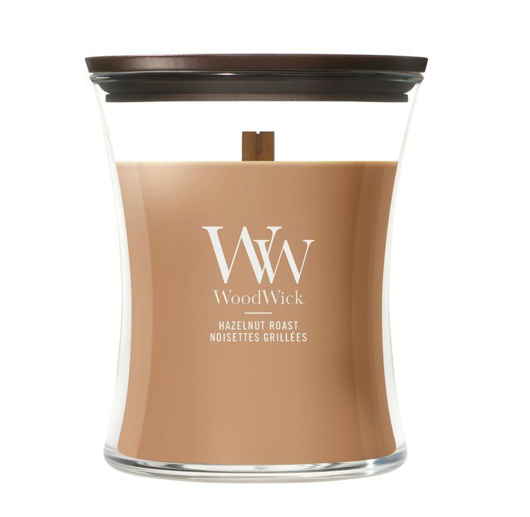 Ароматична свічка з ароматом смаженого фундука та кави Woodwick Medium Hazelnut Roast 275г