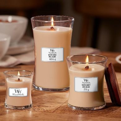 Ароматична свічка з ароматом апельсинового цуката Woodwick Mini White Honey 85 г