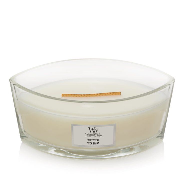 Ароматична свічка з ароматом сандалового дерева і дуба Woodwick Ellipse White Teak 453 г
