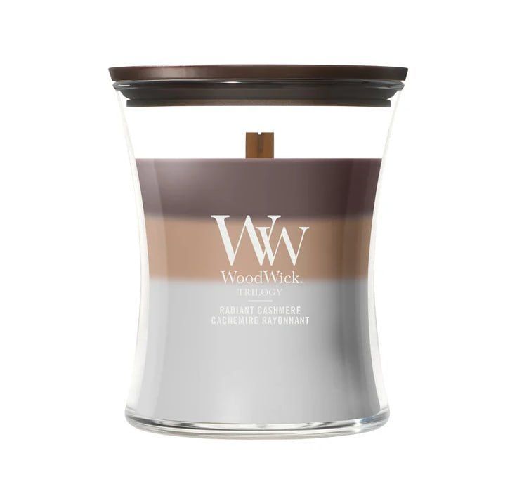 Ароматична свічка з тришаровим ароматом Woodwick Medium Trilogy Radiant Cashmere 275г