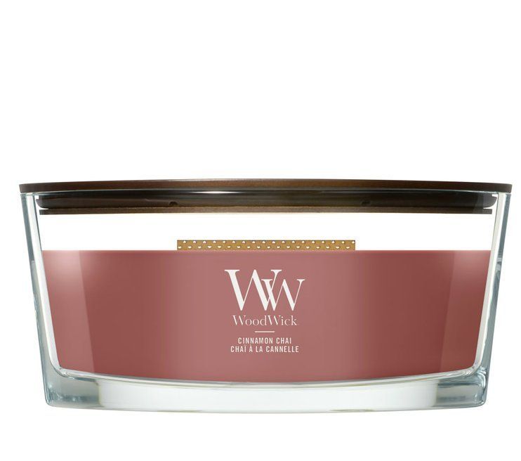 Ароматична свічка з ароматом ванілі та кориці Woodwick Ellipse Cinnamon Chai 453 г