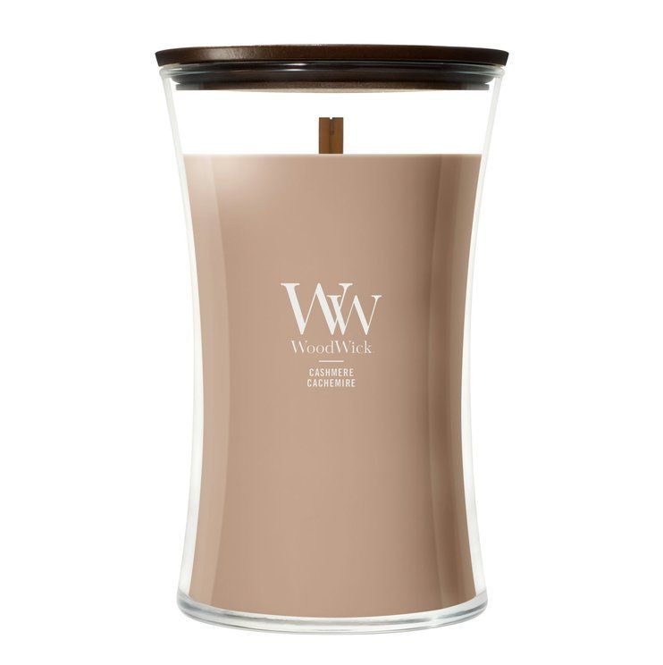Ароматична свічка з ароматом айви, ірису та сандалу Woodwick Large Cashmere 609г