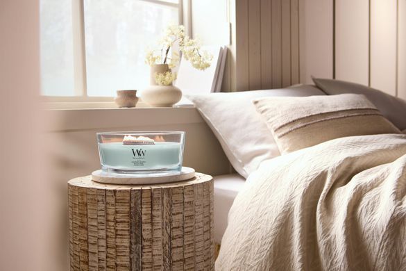 Ароматична свічка з нотами океану та кедра Woodwick Ellipse Sagewood & Seagrass 453 г