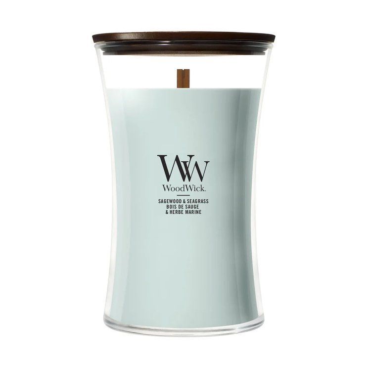 Ароматична свічка з нотами океану та кедра Woodwick Large Sagewood & Seagrass 609 г
